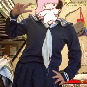 Cosplay Anime Dark Blue Japanese School Girl Sailor Costume